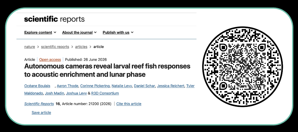 Scientific Reports: Autonomous cameras reveal larval reef fish responses to acoustic enrichment and lunar phase