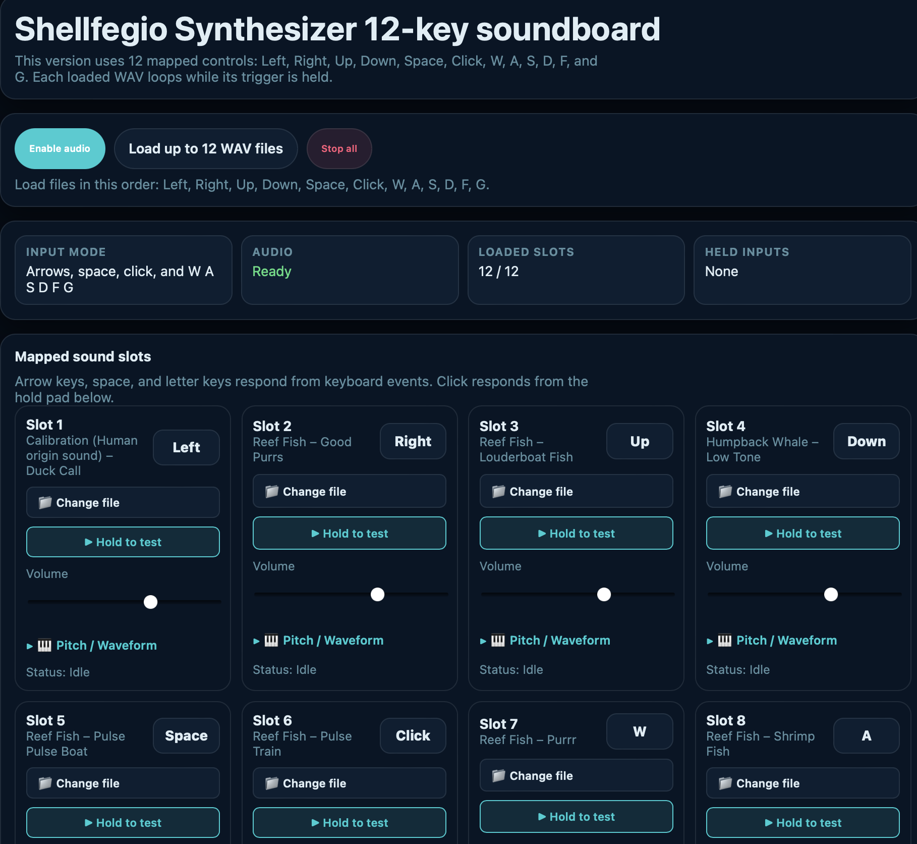 Shellfegio soundboard interface